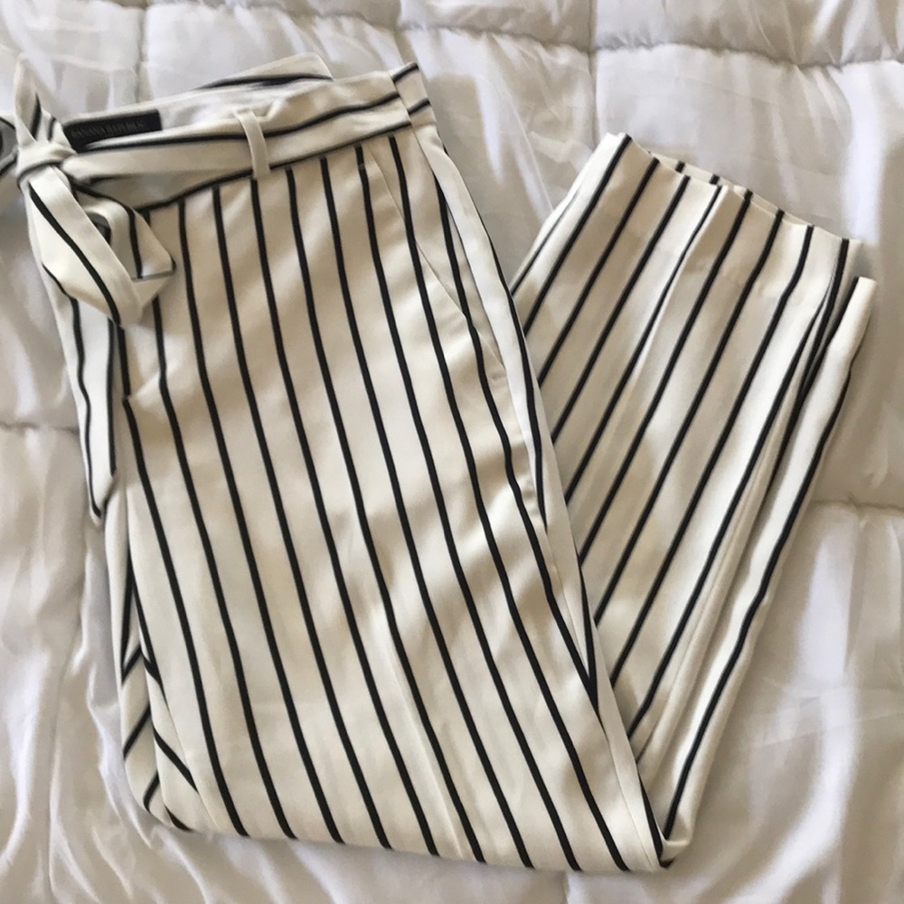 Banana Republic Black & white striped trouser.